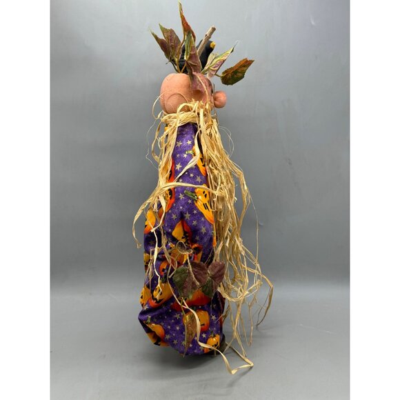 Handcrafted Pumpkin Scarecrow Fall Decoration Purple Orange Halloween figurine - Picture 4 of 13